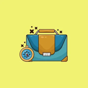 Business Leather Case with Compass Vector Illustration Stock Illustration