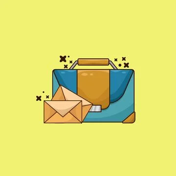 Business Leather Case with Envelopes Vector Illustration Stock Illustration