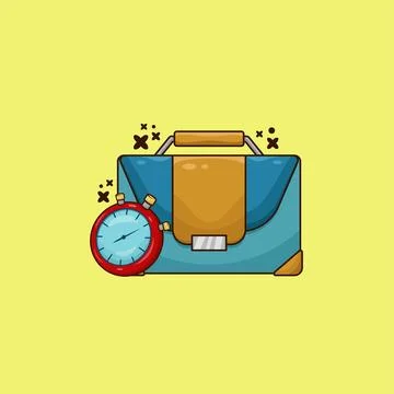 Business Leather Case with Stopwatch Vector Illustration Illustrazione stock