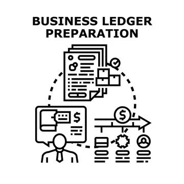 Business ledger preparation process vector icon concept Stock Illustration