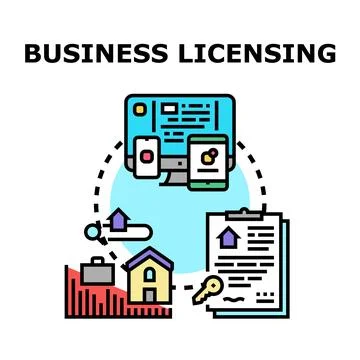 Business licensing concept for digital operations and legal compliance Stock Illustration