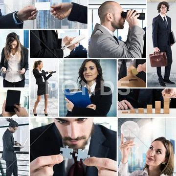 Business life collage Stock Photos