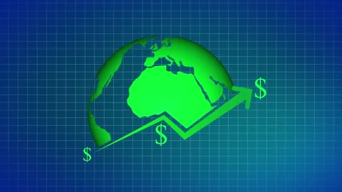 Business line arrow with graph on rotation planet Stock Footage 260115030