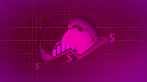 Business line arrow with graph on rotation planet Stock Footage 260115037