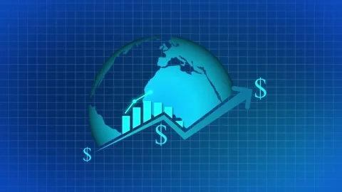 Business line arrow with graph on rotation planet Stock Footage 260115039