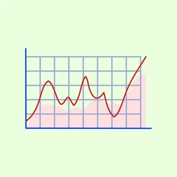 Business Line Chart with Grid Illustration. Hand Drawn Aesthetic Stock Illustration