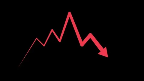 Business line chart with an upward arrow stock market growth volatility and.. Stock Footage 337870931