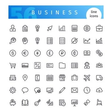 Business Line Icons Set Stock Illustration