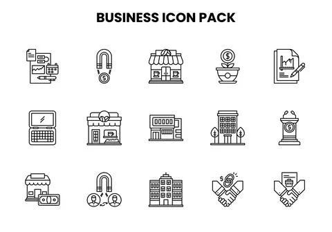 Business Line Vector Icons Pack Stock Illustration