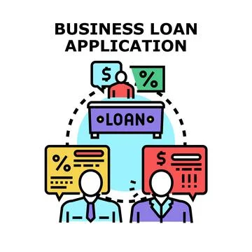 Business loan application process discussing financial terms Stock Illustration