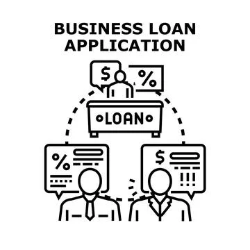 Business loan application process discussing financial terms Stock Illustration