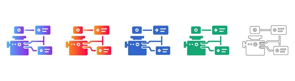 Business Logic Engine Workflow Icons Stock Illustration