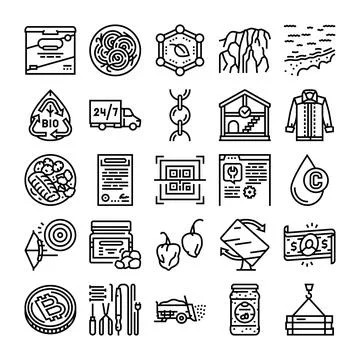 Business, logistics and technology vector line icons collection Stock Illustration