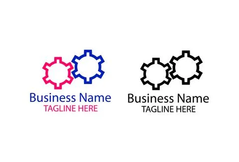 Business Logo With Interlocking Gears and Tagline Placeholder for Corporate.. Stock Illustration