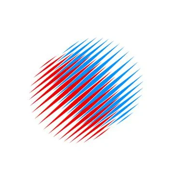 Business logo with two overlapping stripped circles on white, stock vector il Stock Illustration