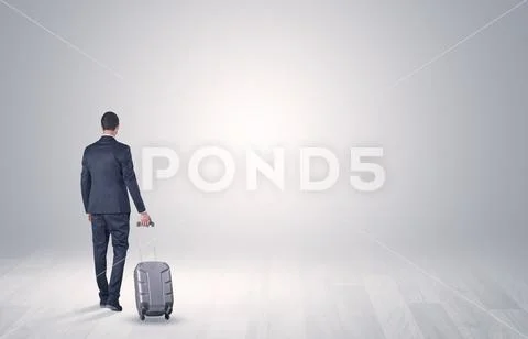 Business with luggage in a boundless space Stock Photos