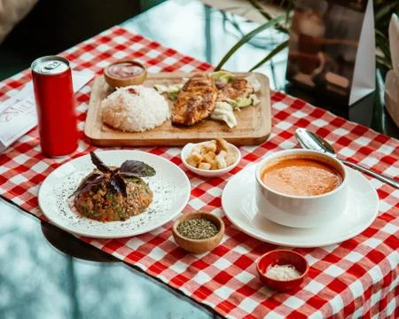 Business lunch on the table Stock Photos