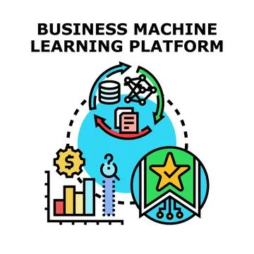 Business machine learning platform concept developing ai Illustrazione stock