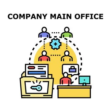 Business main office working process communication icon Stock Illustration