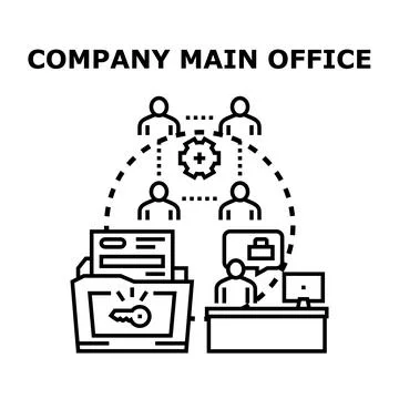 Business main office working process communication icon Stock Illustration