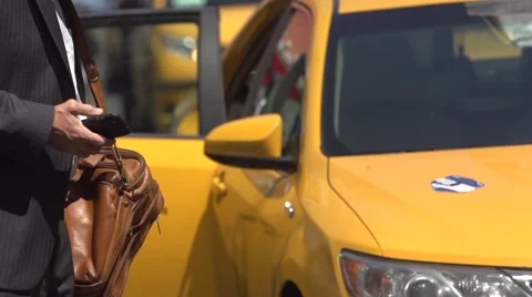 Business man and cab Stock Footage 54358389