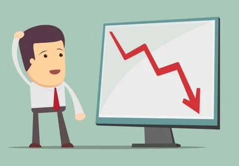Business man and fall chart line. Stock Illustration