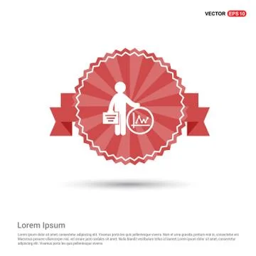 Business Man and progress Icon - Red Ribbon banner Stock Illustration
