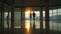 The business man and a woman walking in the modern office. slow motion HD Footage