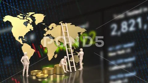 The Business man and world map 3d rendering. ~ Clip Art #255871287