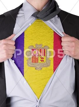 Business man with andorran flag t-shirt Stock Illustration