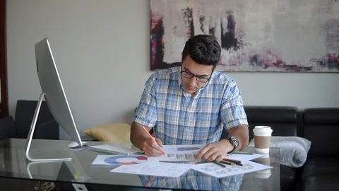 Business man behind the computer Stock Footage 100576892