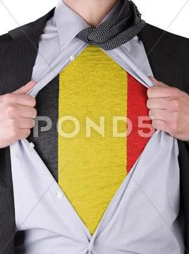 Business man with belgian flag t-shirt Stock Illustration