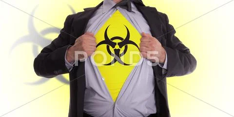 Business man with biohazard symbol t-shirt Stock Photos