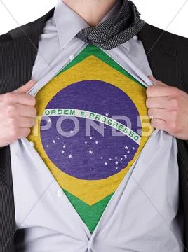 Business man with brazilian flag t-shirt Stock Illustration