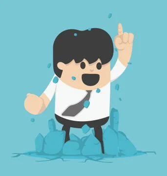 Business man breaking through Stock Illustration