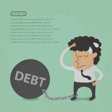 Business man burden with Debt - Vector , eps10 vector format Иллюстрация