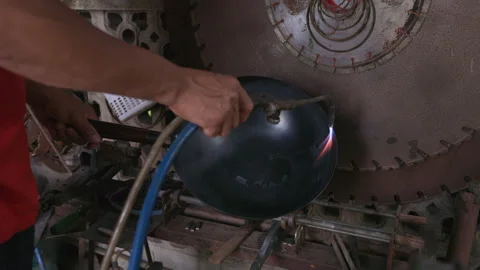 Business man burn pan before use cooking Stock-Footage 307662867