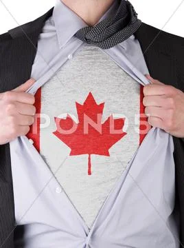 Business man with canadian flag t-shirt Stock Illustration