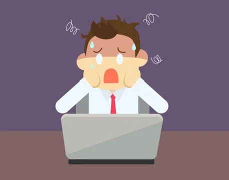 Business man cartoon face a problem about his business Ilustración de archivo