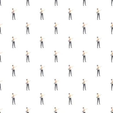 Business man character seamless pattern pointing Illustrazione stock
