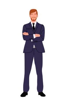 Business man character standing vector on white . Stock Illustration