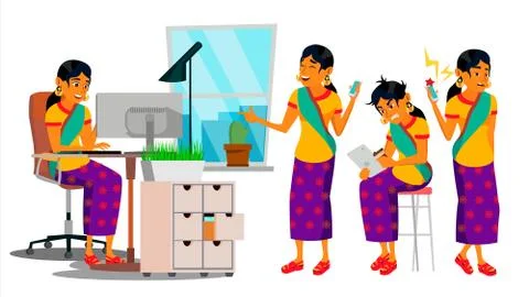 Business Man Character Vector. Working Hindu Male. IT Startup Business Company Stockillustratie