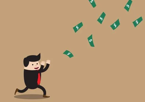 Business man chasing falling dollar Stock Illustration