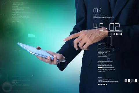Business man checking time  on the digital tablet Stock Illustration
