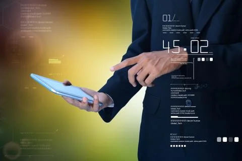Business man checking time  on the digital tablet Stock Illustration