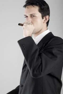 Business Man with Cigar Stock Photos