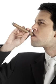 Business Man with Cigar Stock Photos