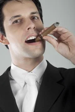 Business Man with Cigar Stock Photos