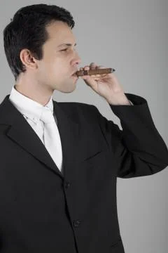 Business Man with Cigar Stock Photos