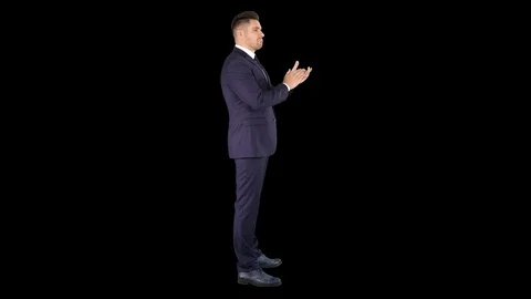 Business man clapping hands, Alpha Channel Stock Footage 108008315